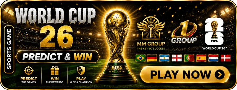 GEMPAK99 Malaysia FIFA World Cup 2026 predict the champion promotion banner with golden trophy football stars and growing jackpot prize pool