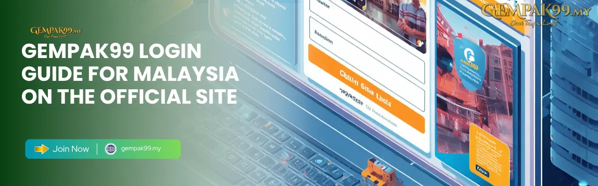 Gempak99 login screen on mobile showing log masuk button, phone number username field, password entry, and Malaysian player signing into official site