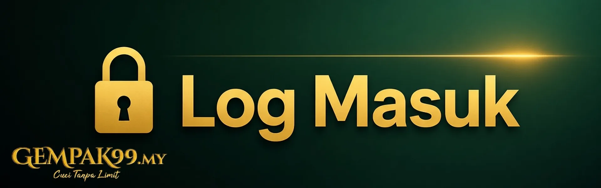 GEMPAK99 Log Masuk banner with a gold lock and logo on dark green