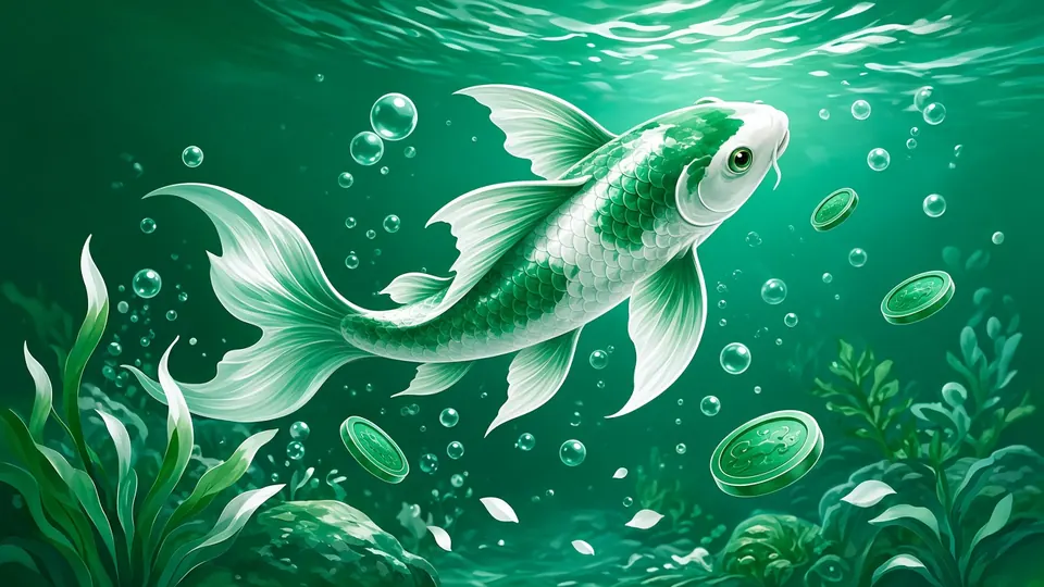 Green and white arcade fishing scene