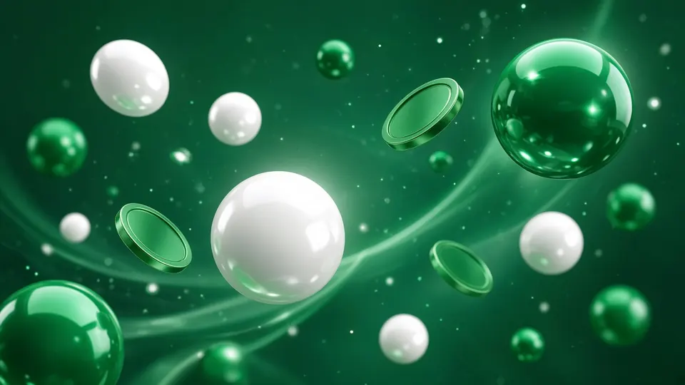 Green and white lottery balls